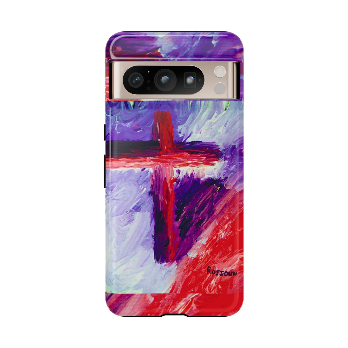 "Candy Skies - Divine Cross Protective Phone Case – Dual Layer Protection"