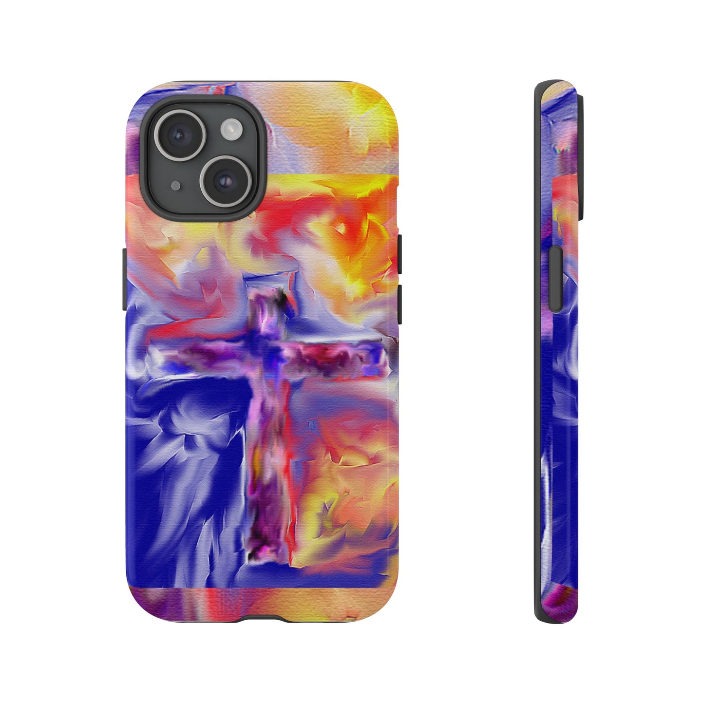 "Golden Rainbow - Divine Cross Protective Phone Case"