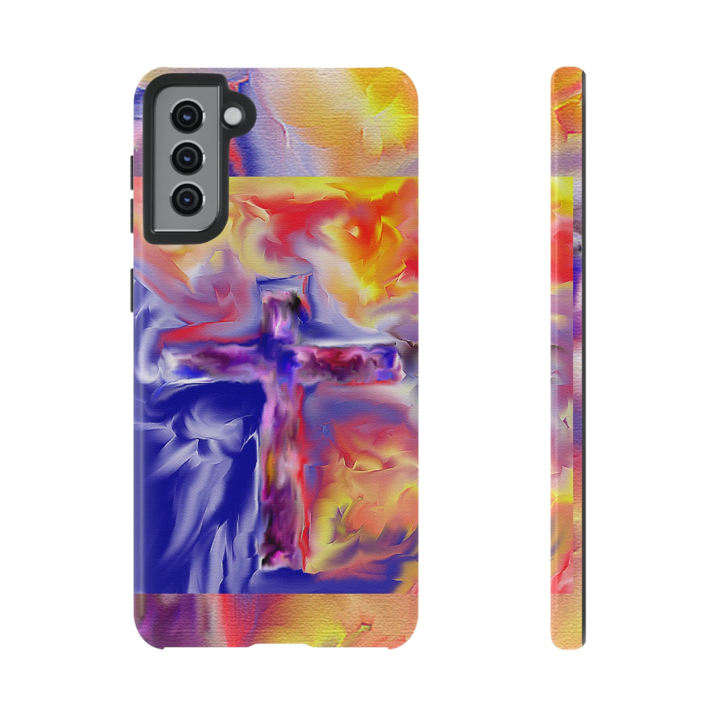 "Golden Rainbow - Divine Cross Protective Phone Case"