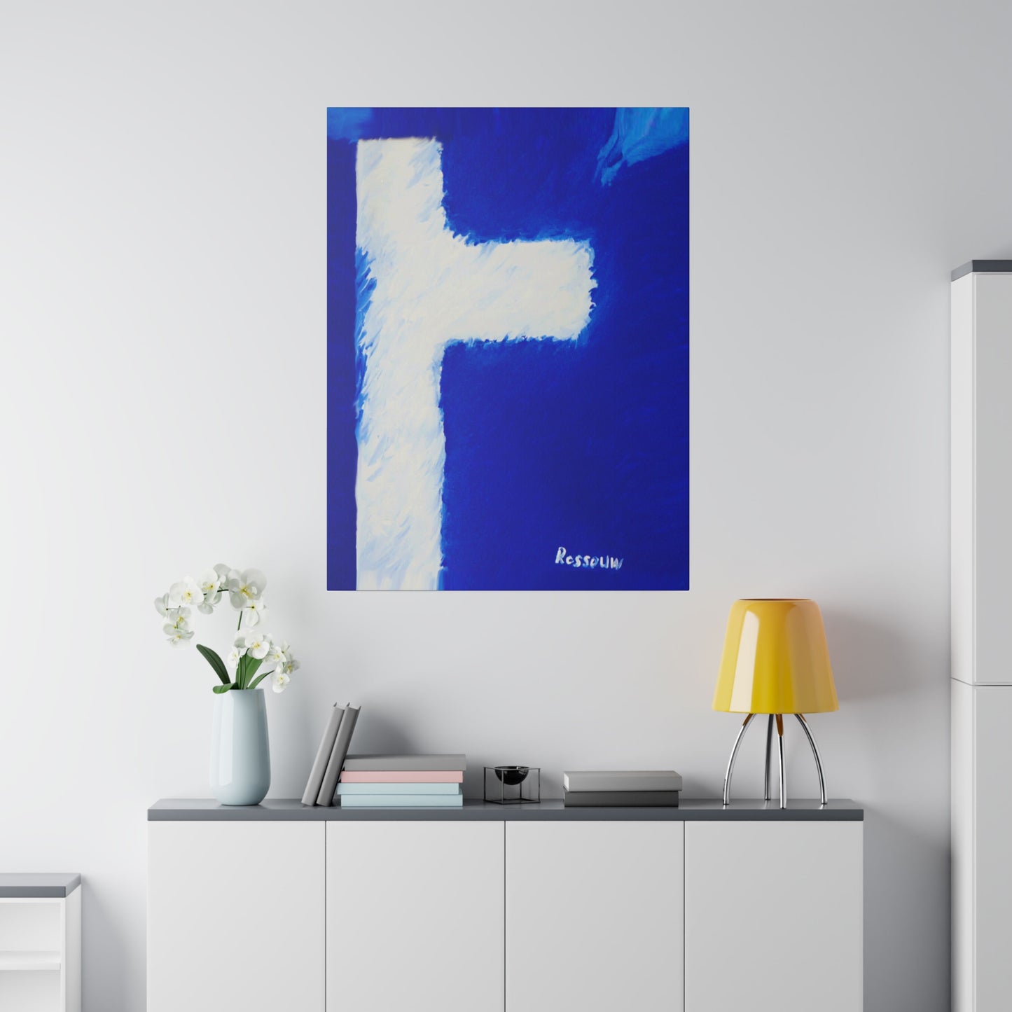 "Powerful Cross Painting - Inspirational Art by Rossouw on Matte Canvas"