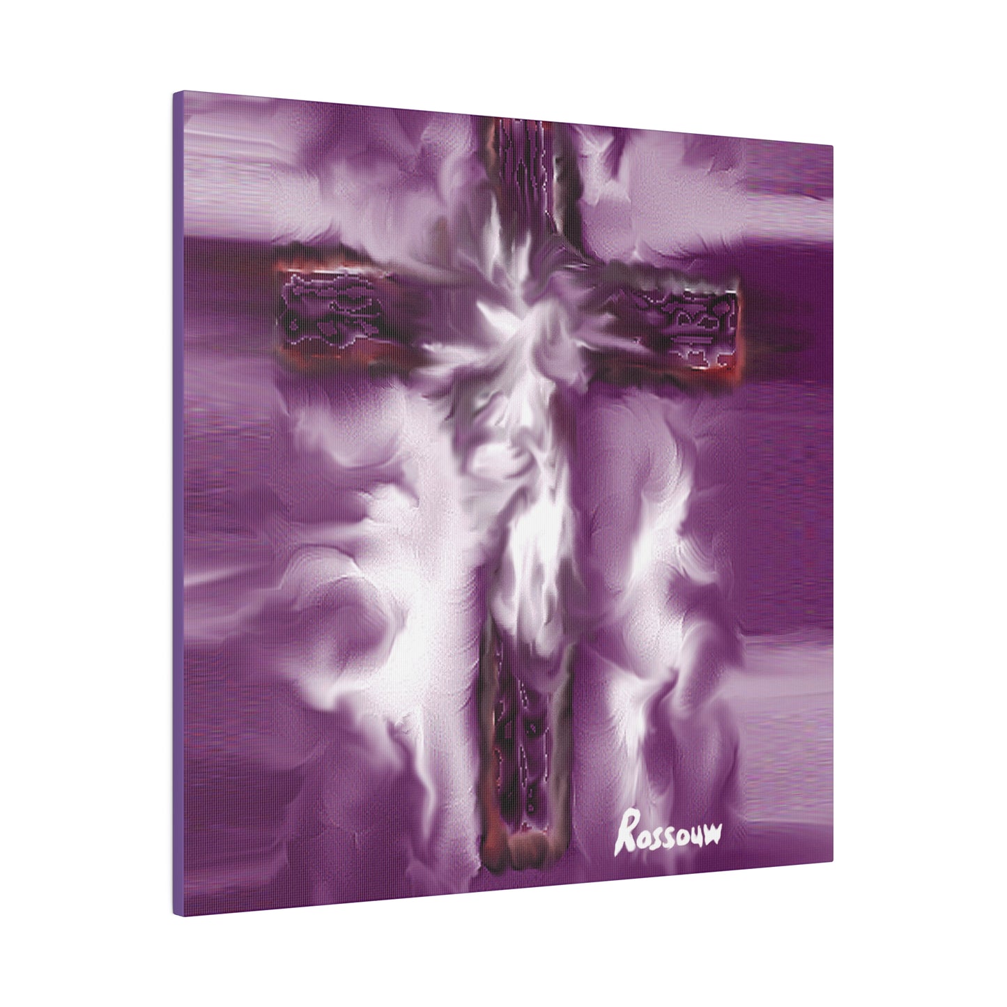 "Powerful Cross Painting - Inspirational Art by Rossouw on Matte Canvas"