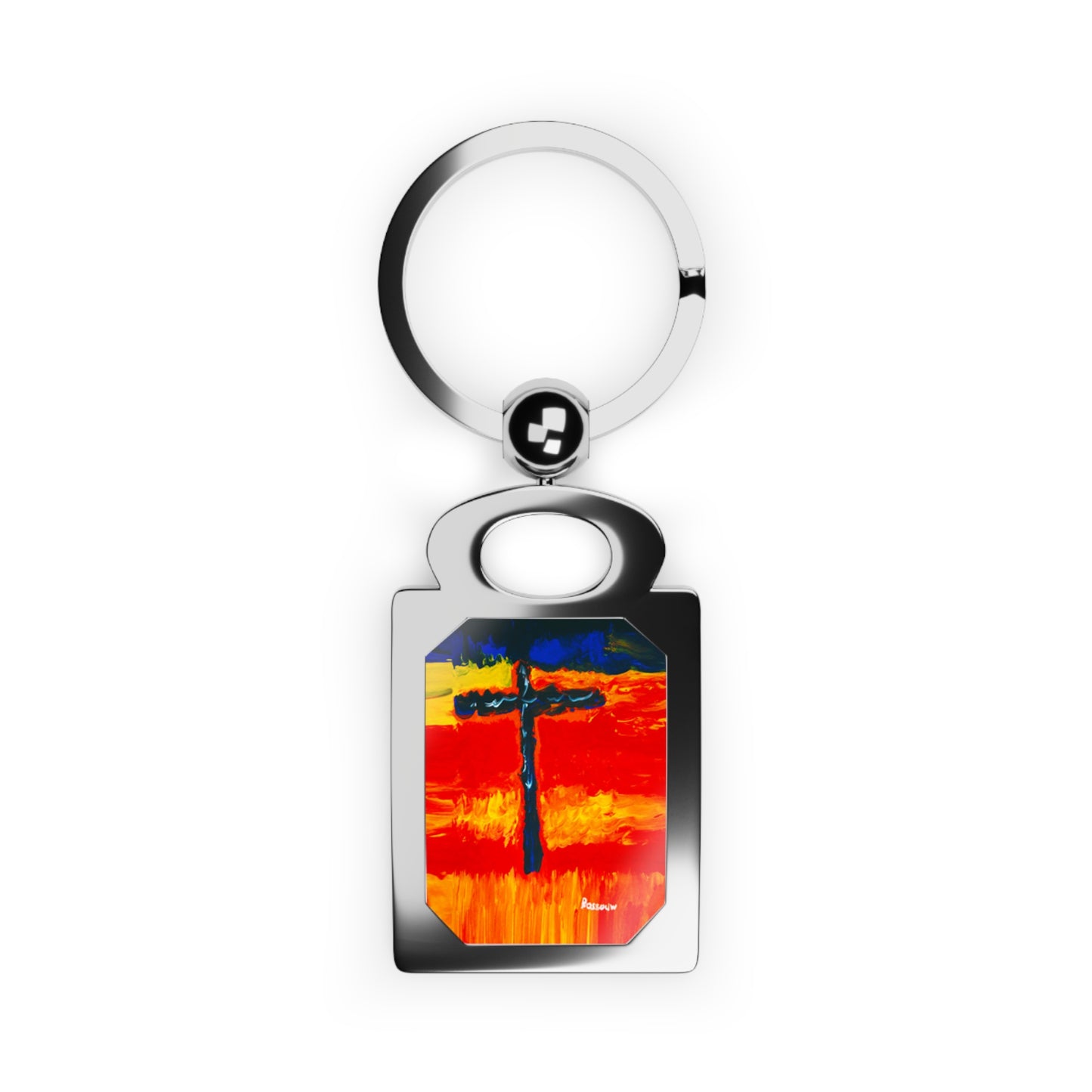 "Rainbow Warrior - Photo Keyring With Cross Art"