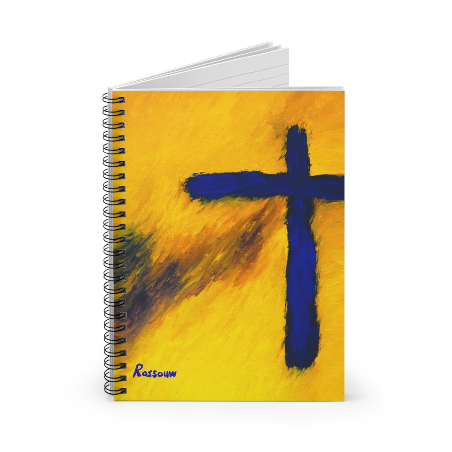 "Blue Falcon - Inspirational Cross Art Spiral Notebook – Perfect for Reflection & Journaling"