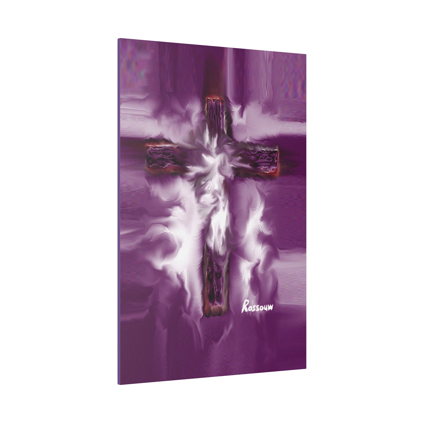 "Powerful Cross Painting - Inspirational Art by Rossouw on Matte Canvas"