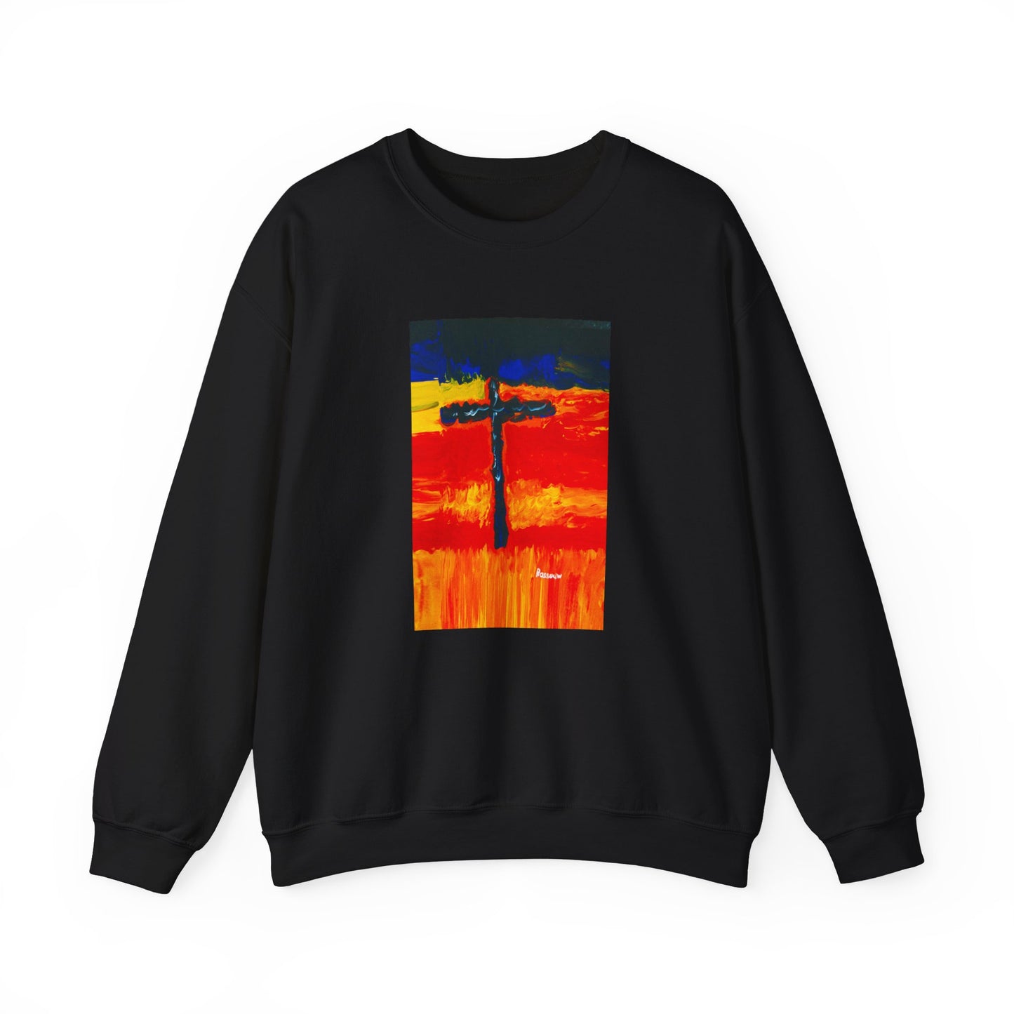 "Rainbow Warrior - Enlightened Spirit Crewneck Sweatshirt – Spiritual Cross Art Painting”