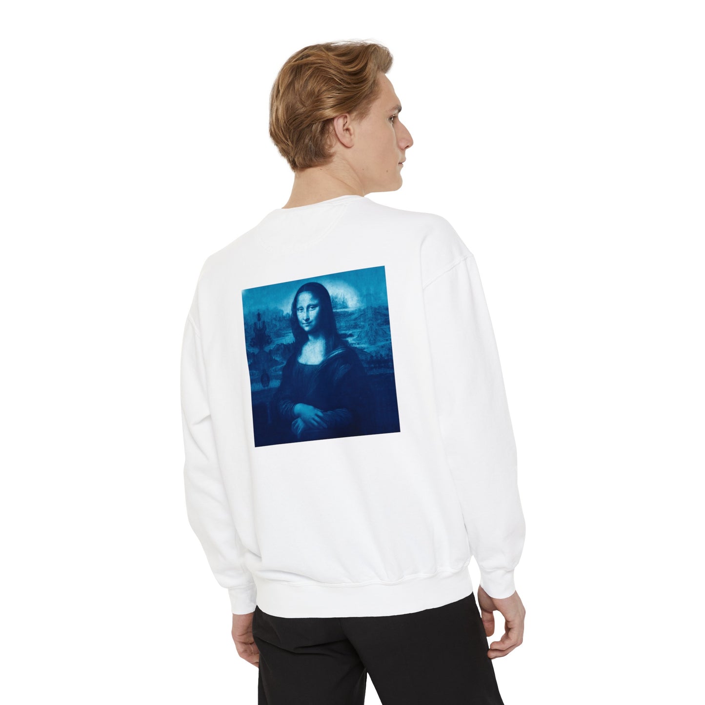 Mona Lisa (blue): Luxurious Unisex Garment-Dyed Sweatshirt