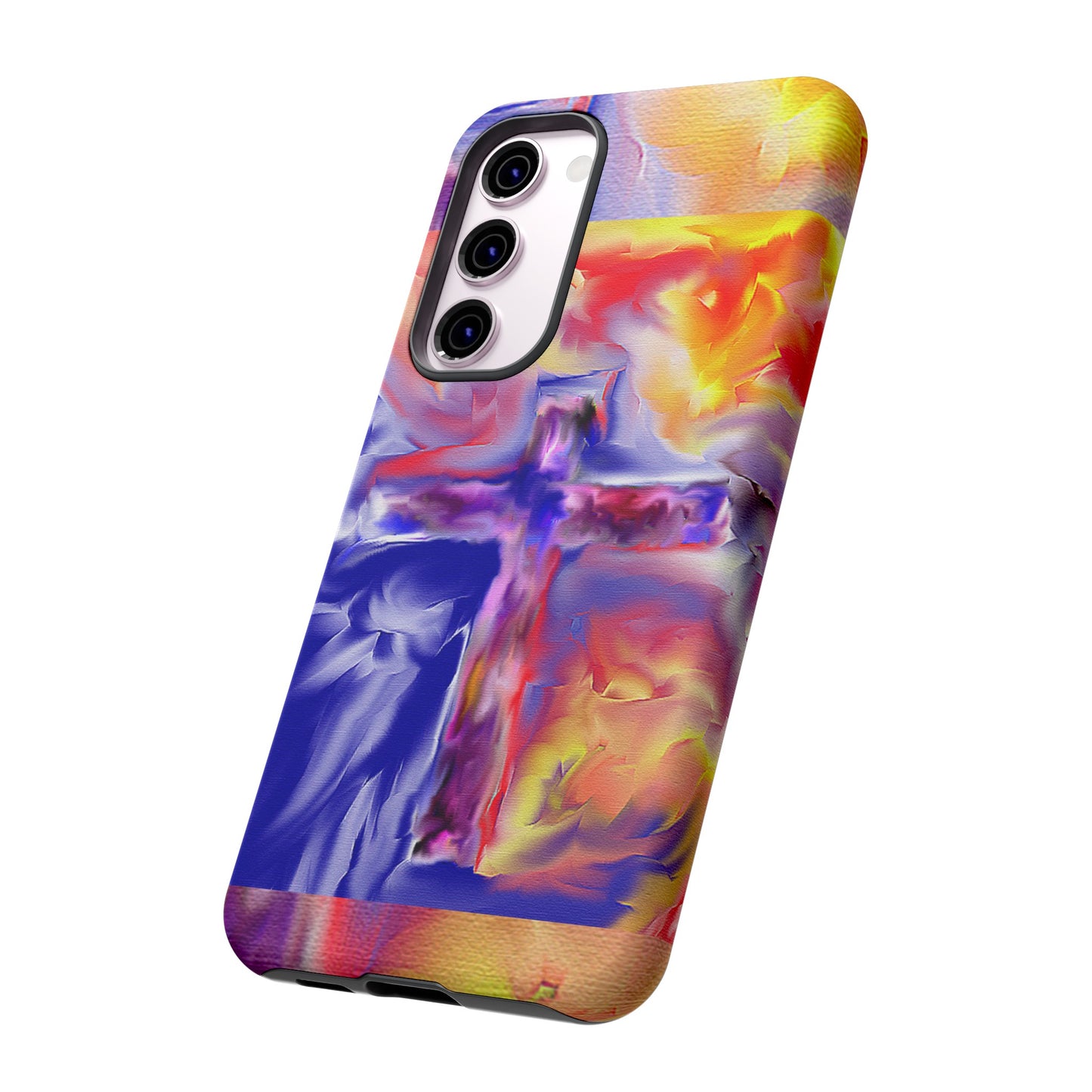 "Golden Rainbow - Divine Cross Protective Phone Case"