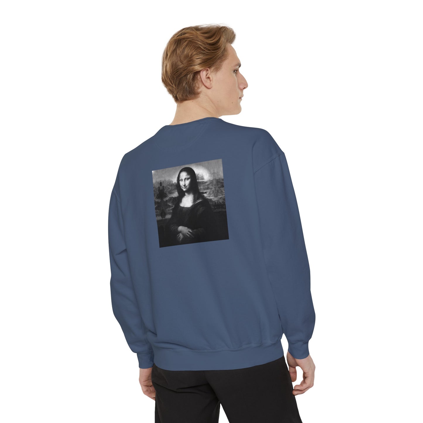 Mona Lisa (B&W): Luxurious Unisex Garment-Dyed Sweatshirt