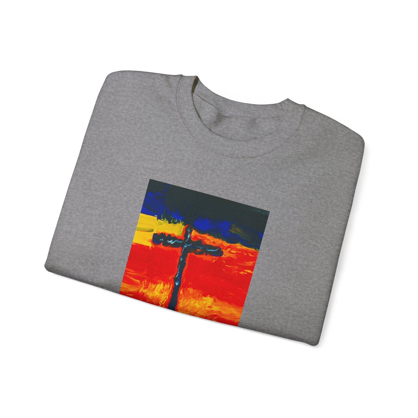 "Rainbow Warrior - Enlightened Spirit Crewneck Sweatshirt – Spiritual Cross Art Painting”