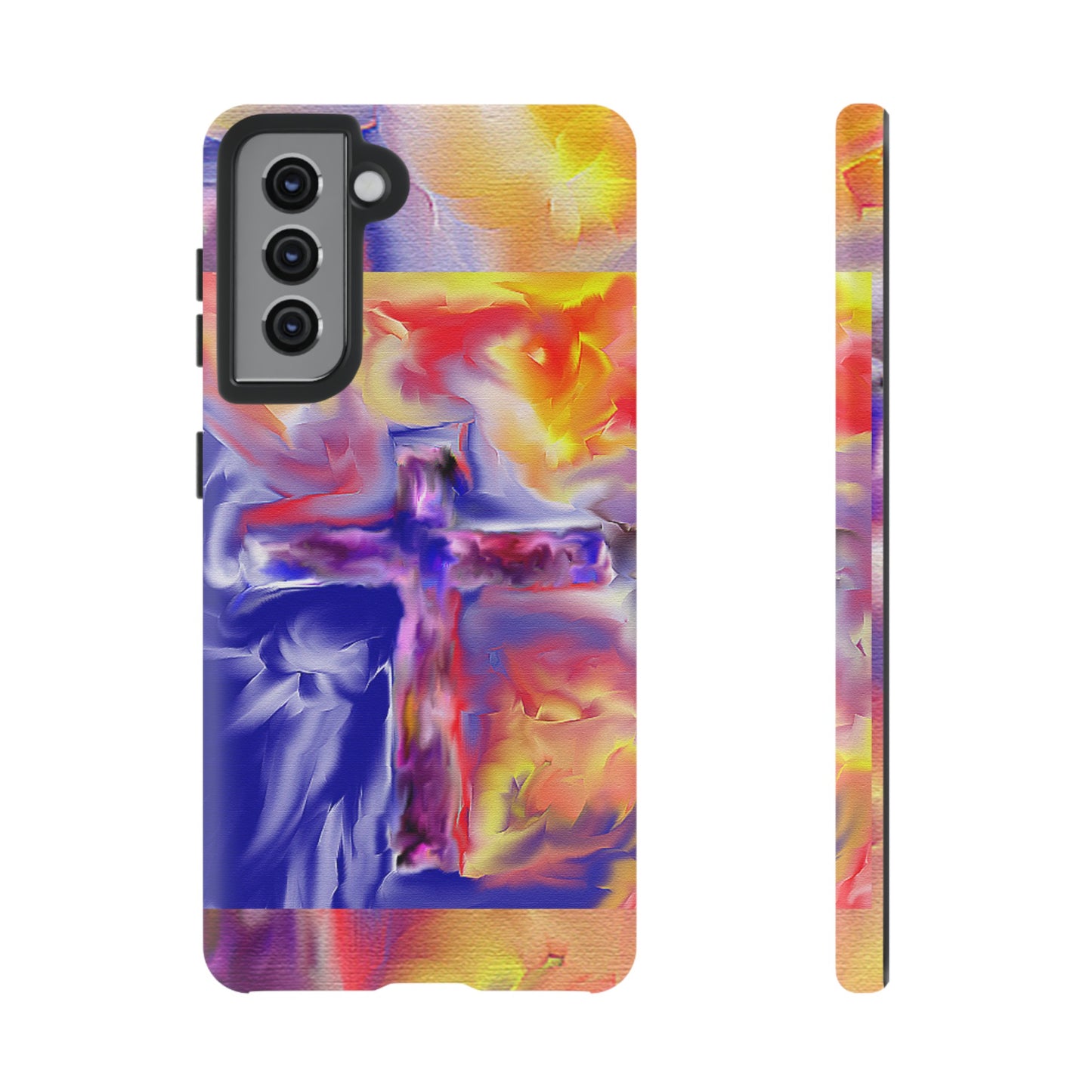 "Golden Rainbow - Divine Cross Protective Phone Case"