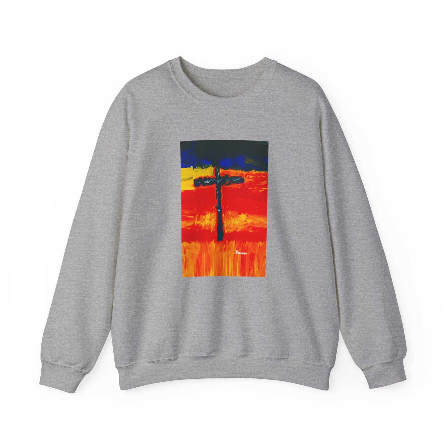 "Rainbow Warrior - Enlightened Spirit Crewneck Sweatshirt – Spiritual Cross Art Painting”