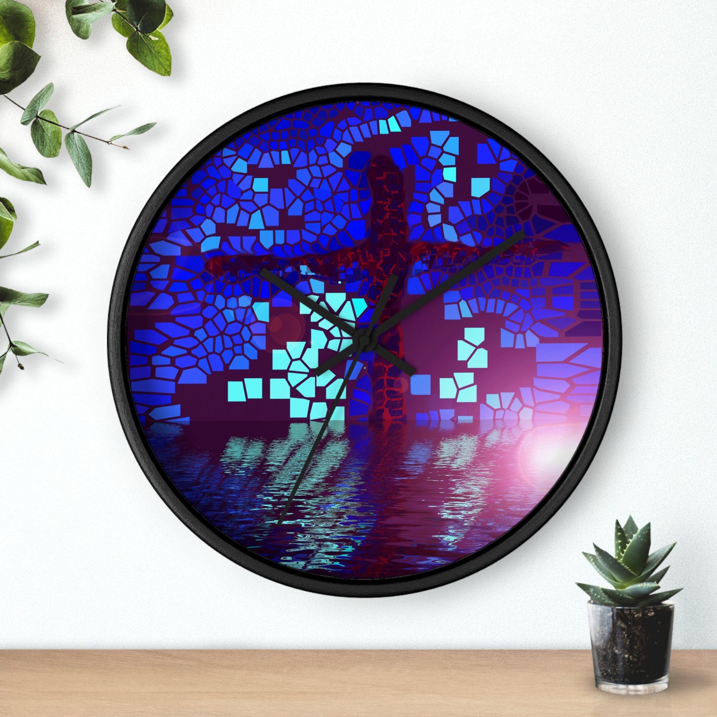 “Self Reflection - Inspirational Cross Art Wall Clock by Rossouw"