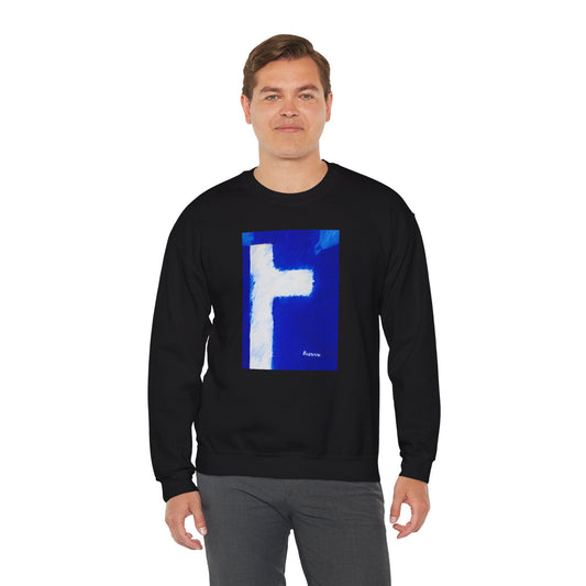 "Shadow Self - Enlightened Spirit Crewneck Sweatshirt – Spiritual Cross Art Painting”