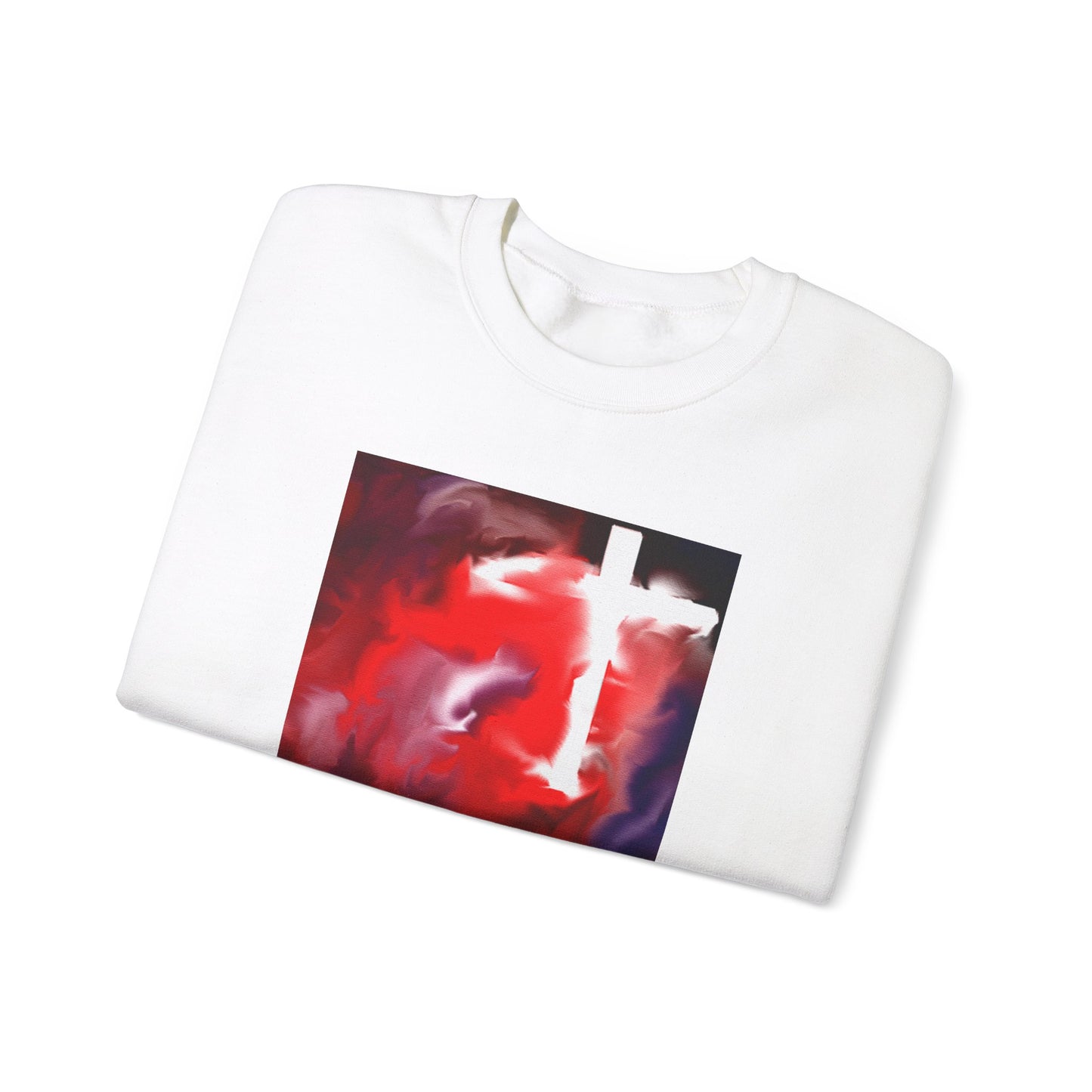 "Above The Light - Enlightened Spirit Crewneck Sweatshirt – Spiritual Cross Art Painting”