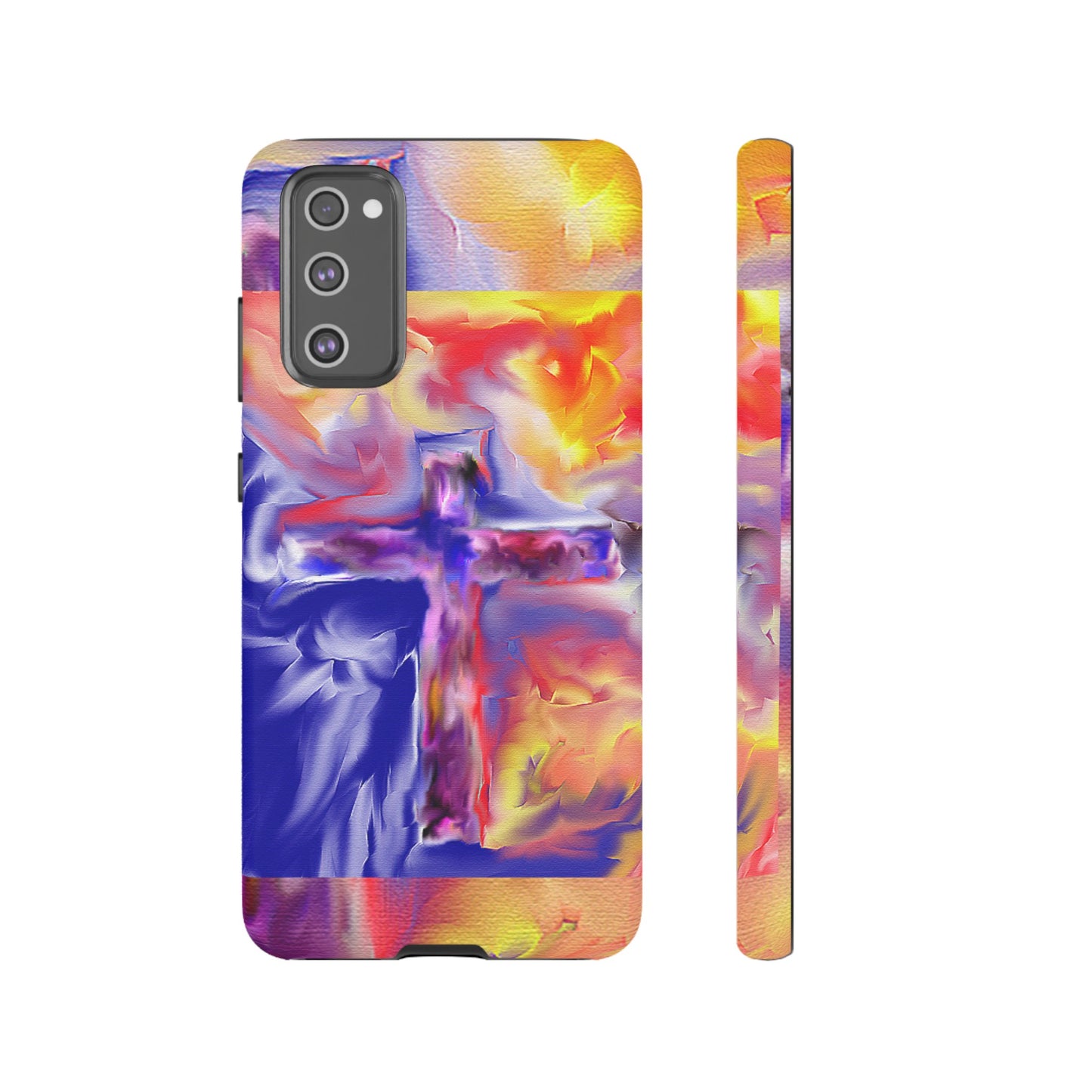 "Golden Rainbow - Divine Cross Protective Phone Case"