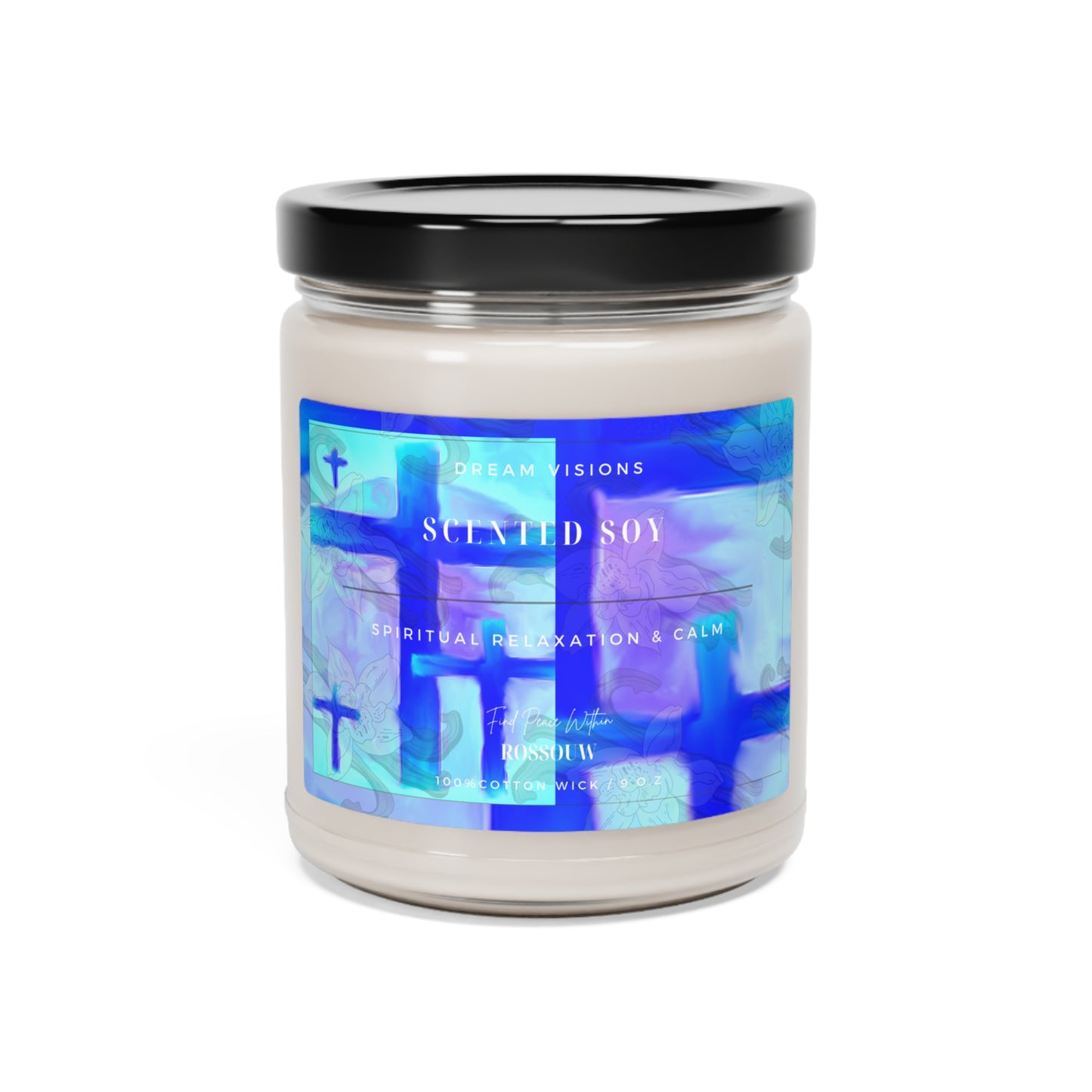 "Dream Visions" - Inspirational Cross Painting. Soy Candle - 9oz.