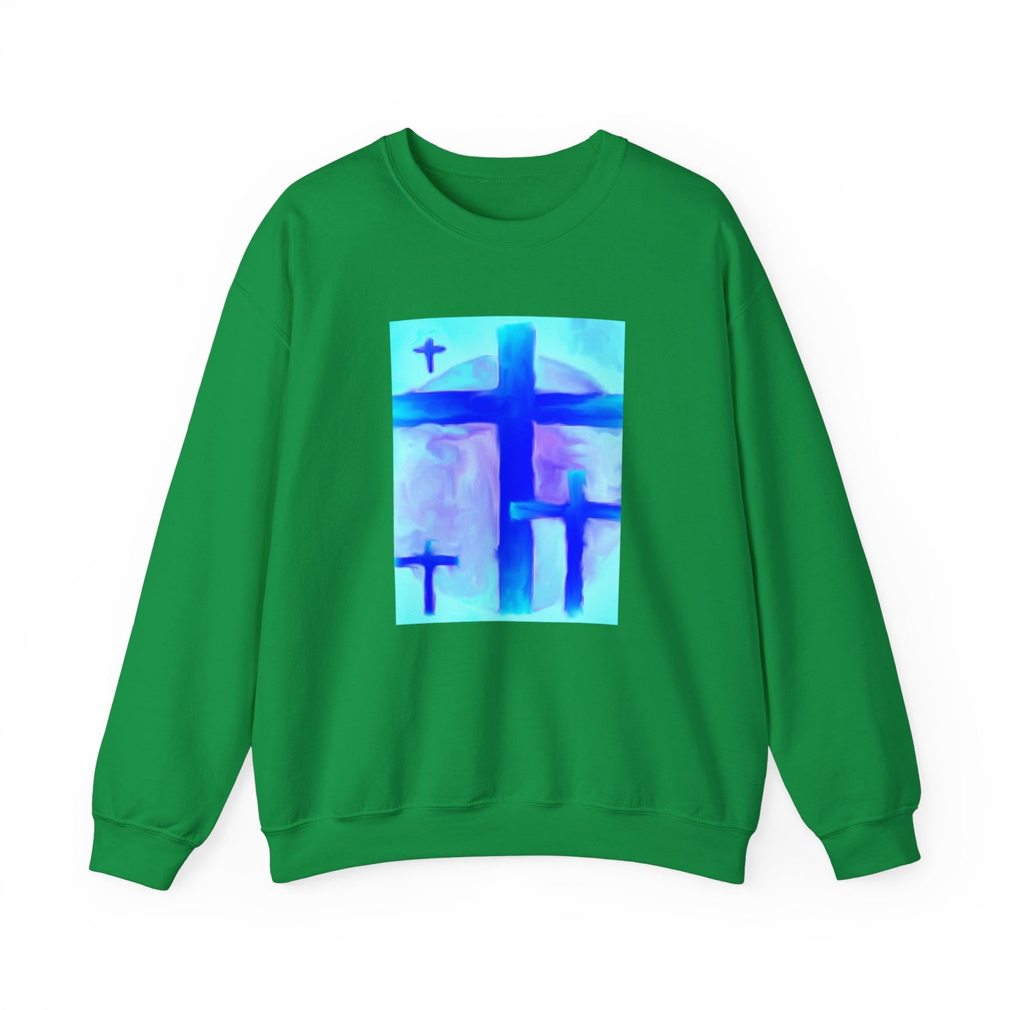 "Dream Visions - Enlightened Spirit Crewneck Sweatshirt – Spiritual Cross Art Painting”