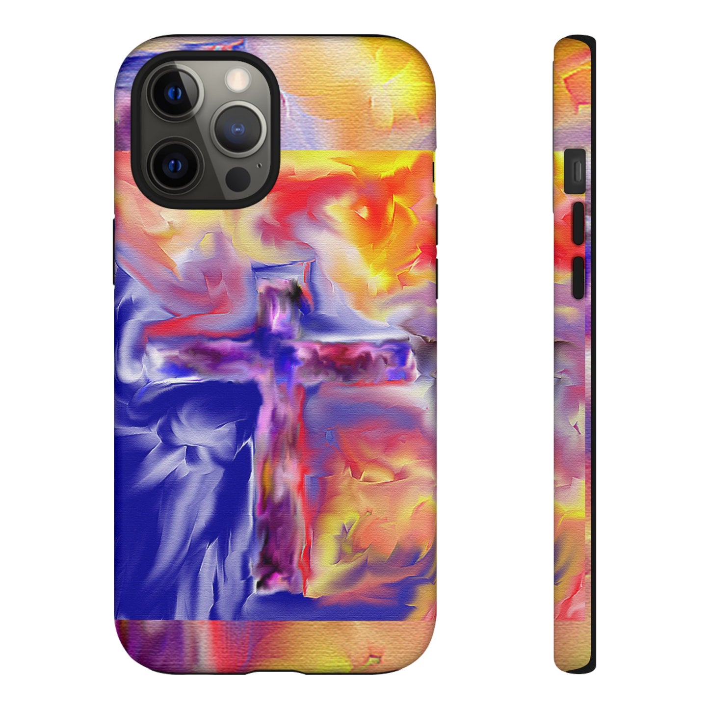 "Golden Rainbow - Divine Cross Protective Phone Case"