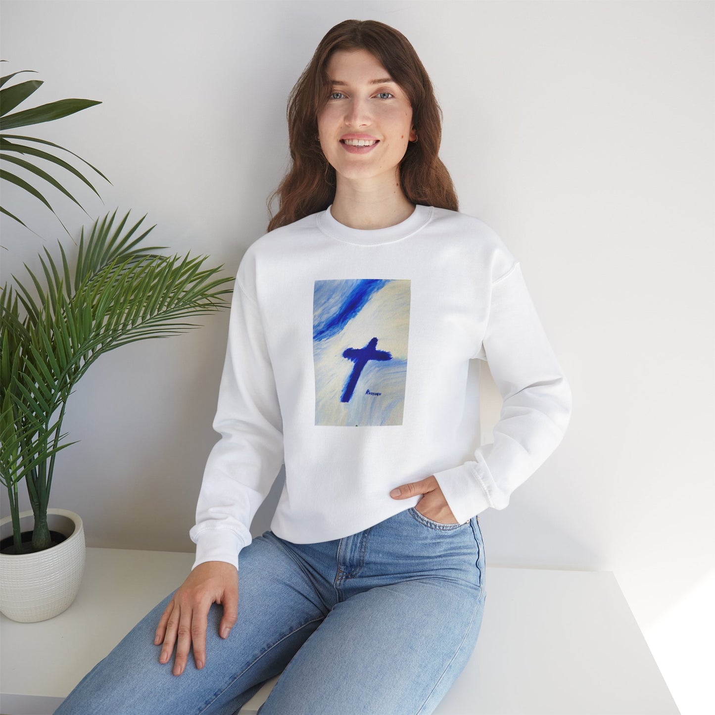 "Songbird - Enlightened Spirit Crewneck Sweatshirt – Cross Painting”