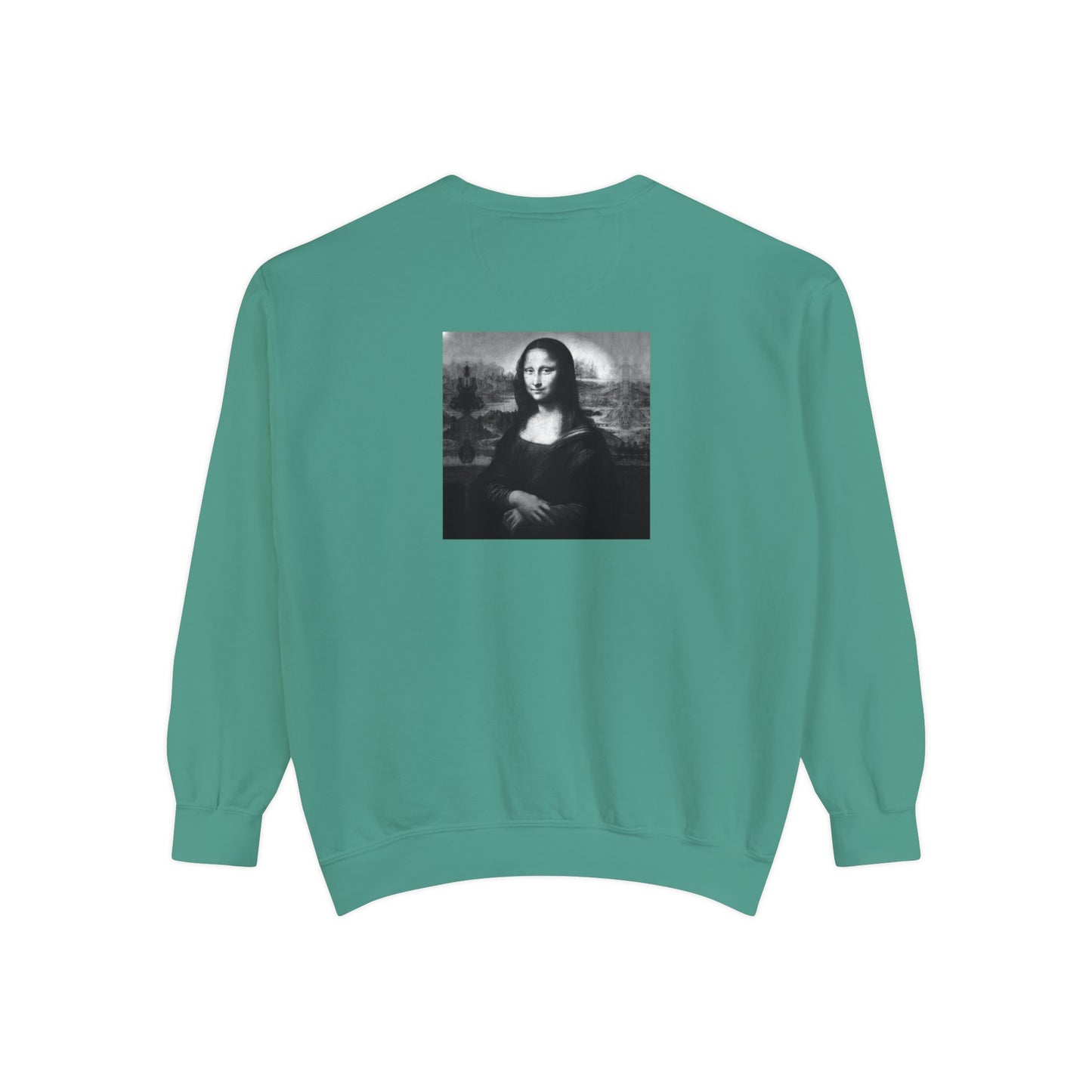 Mona Lisa (B&W): Luxurious Unisex Garment-Dyed Sweatshirt