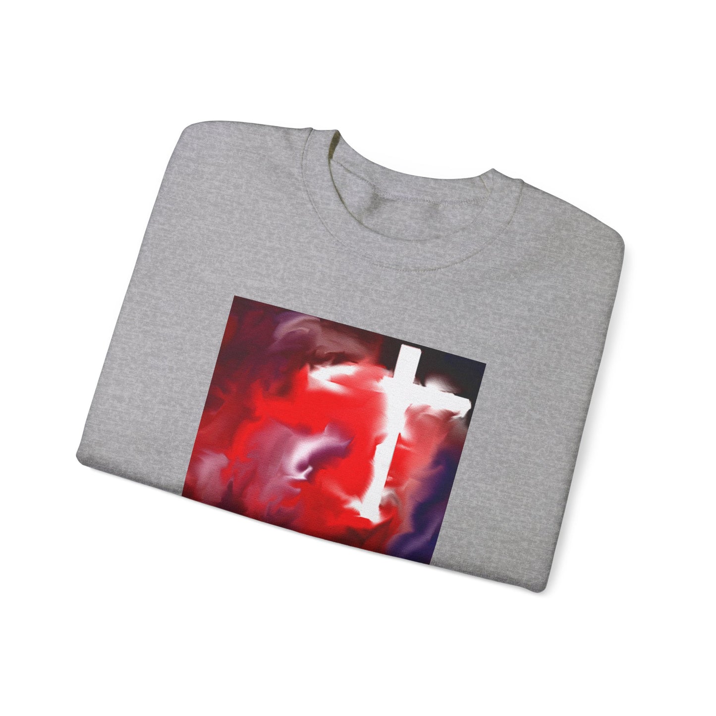 "Above The Light - Enlightened Spirit Crewneck Sweatshirt – Spiritual Cross Art Painting”