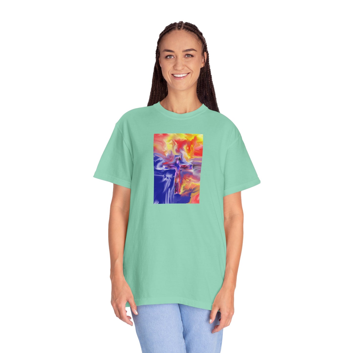 “Golden Rainbow - Spiritual Art Unisex Dyed T-Shirt – Comfort Colors 1717"