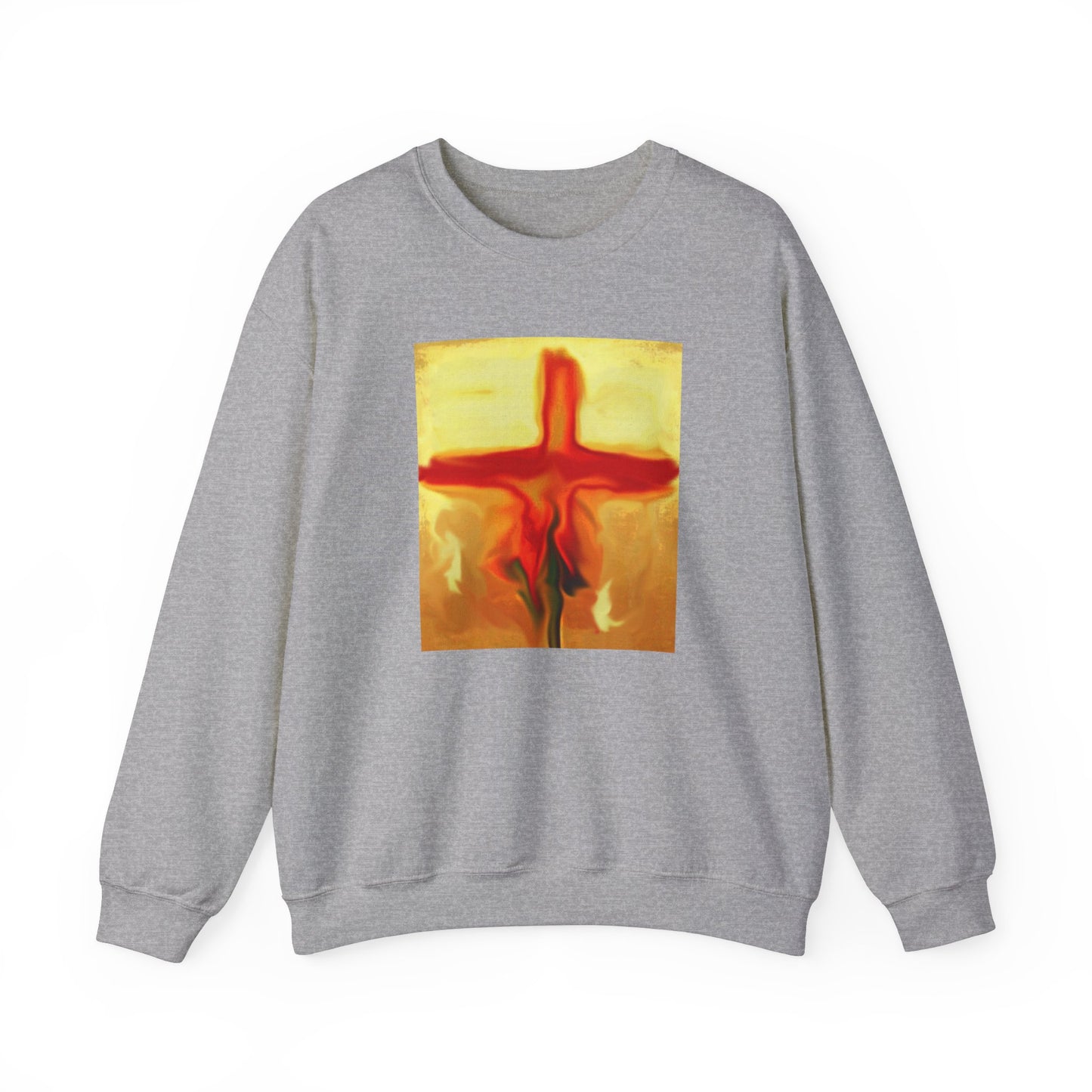 "Rose Petals - Enlightened Spirit Crewneck Sweatshirt – Spiritual Cross Art Painting”