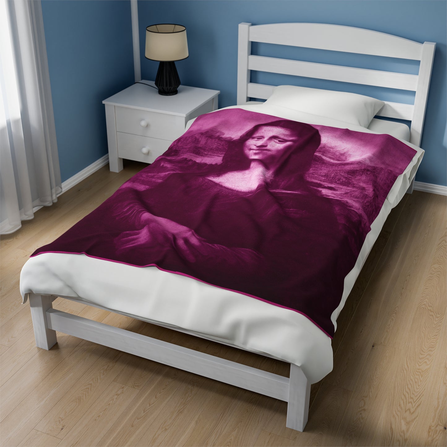 Mona Lisa (Pink) Velveteen Plush Blanket: Stunning Art Design