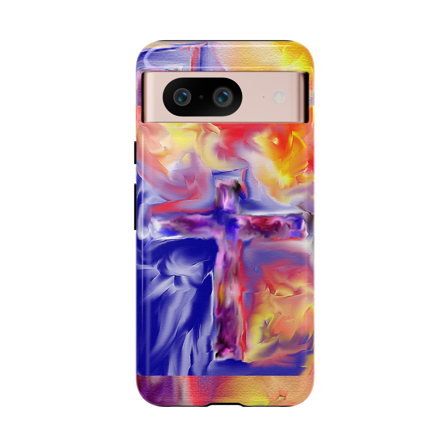 "Golden Rainbow - Divine Cross Protective Phone Case"