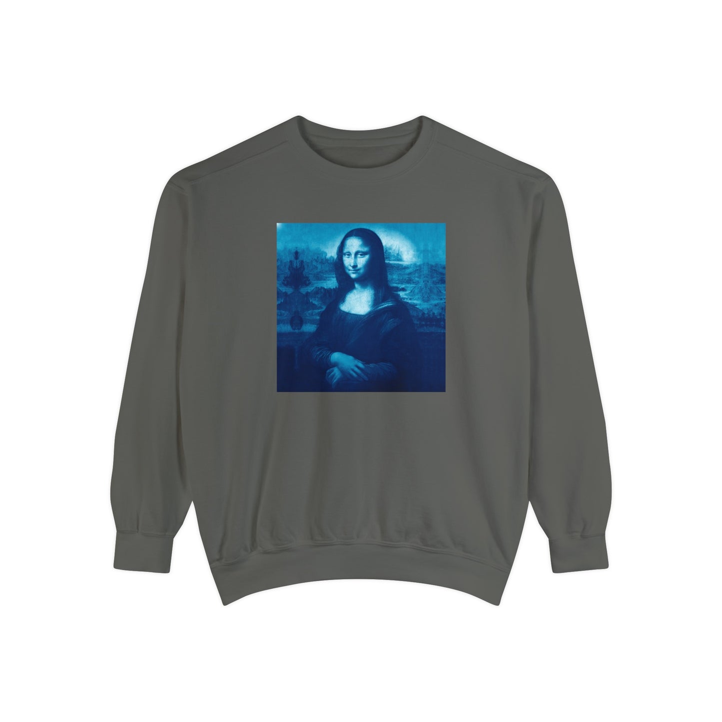 Mona Lisa (blue): Luxurious Unisex Garment-Dyed Sweatshirt