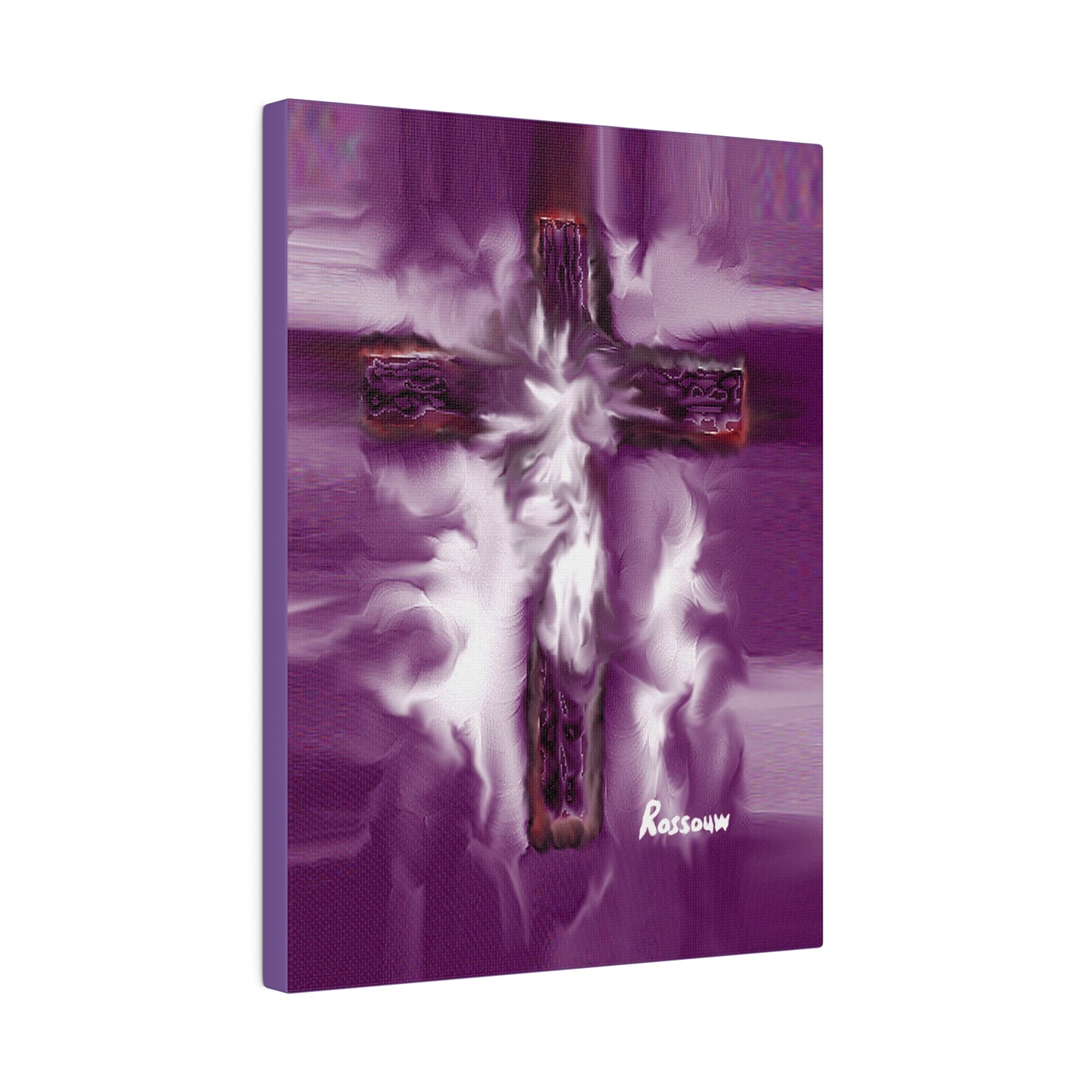 "Powerful Cross Painting - Inspirational Art by Rossouw on Matte Canvas"