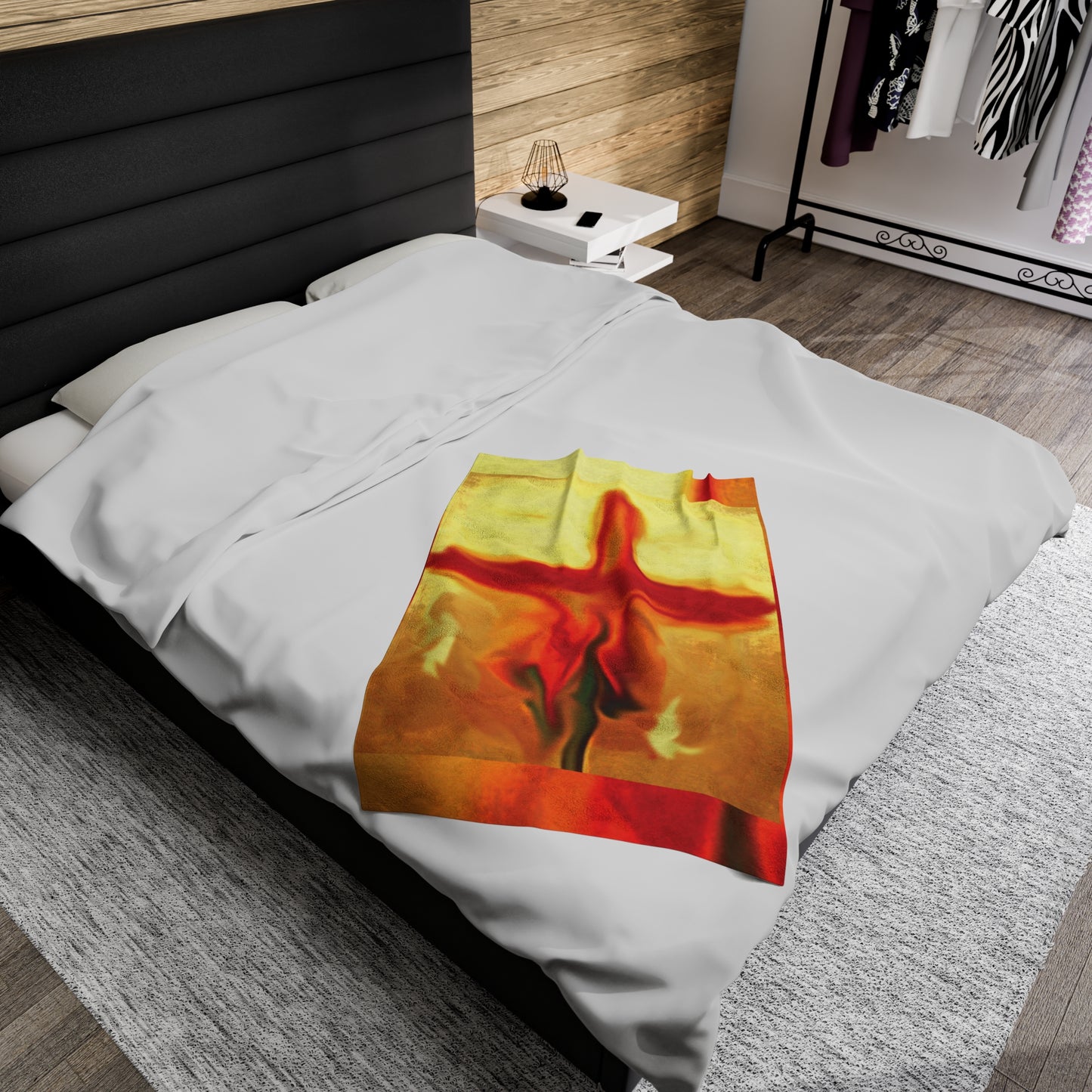 "Rose Petals - Exclusive Rossouw Art Velveteen Blanket – Powerful Cross Painting”