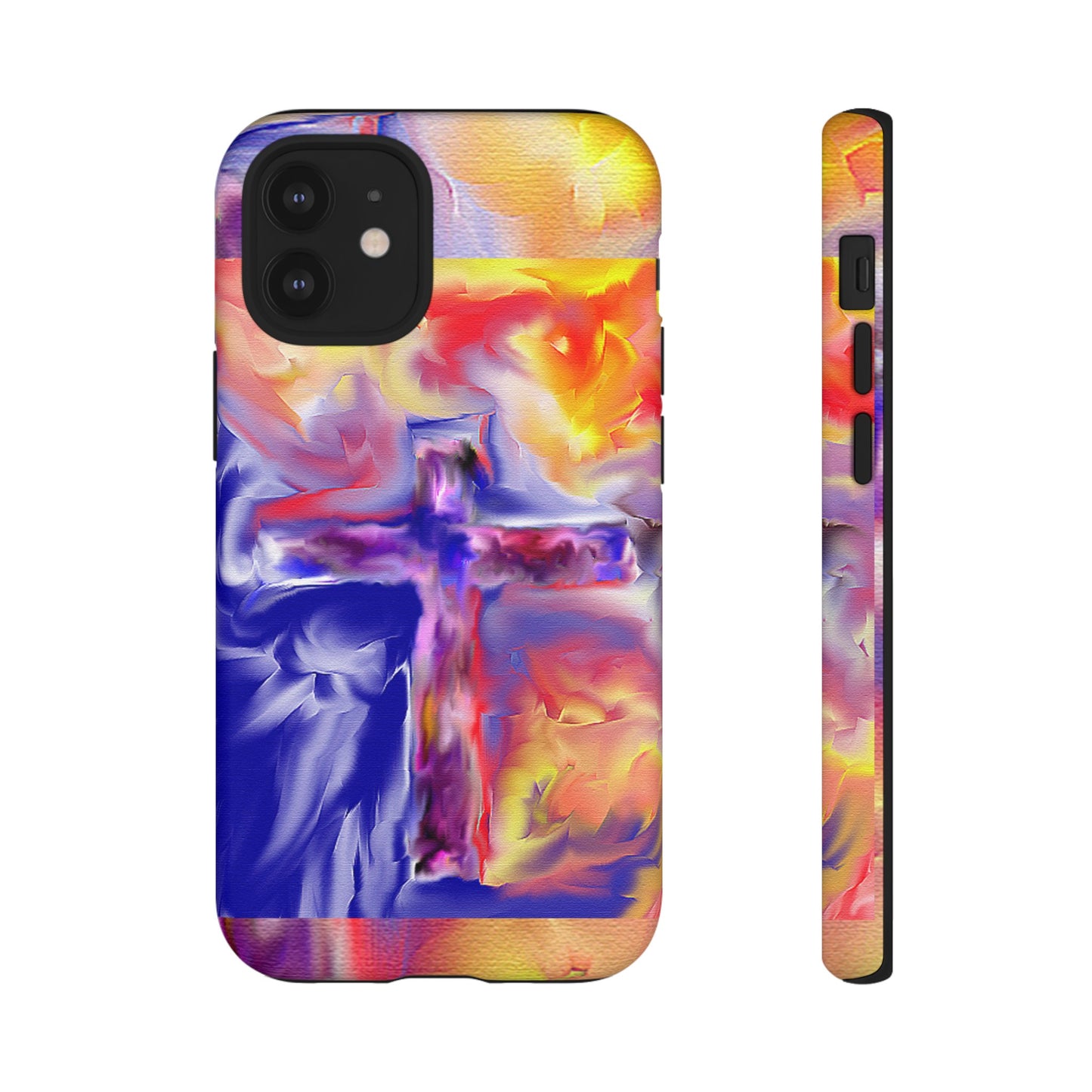 "Golden Rainbow - Divine Cross Protective Phone Case"