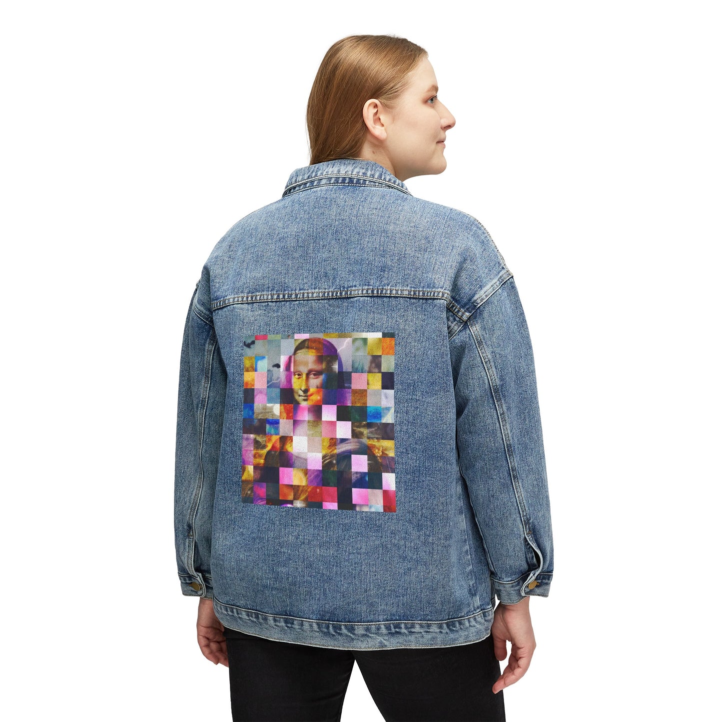 Mona Lisa Women's Denim Jacket: Oversized with Artistic Flair