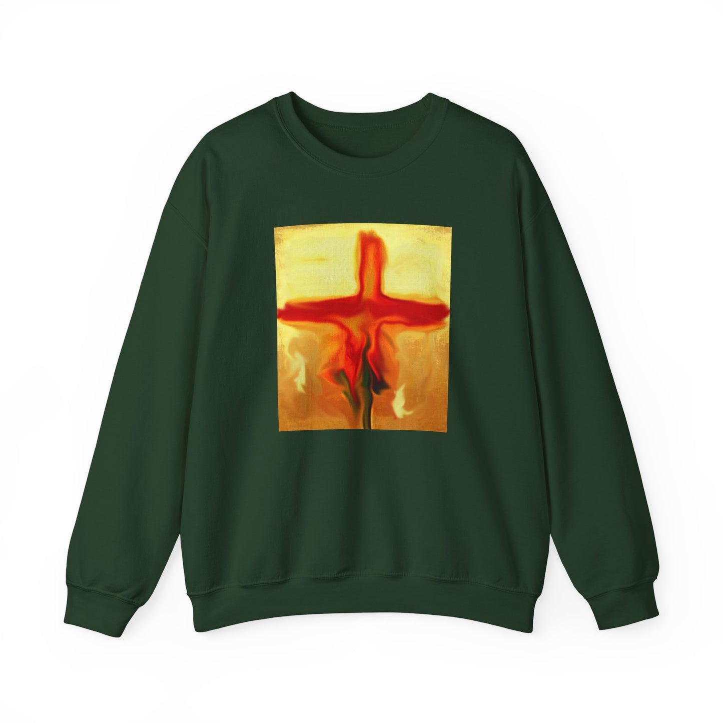 "Rose Petals - Enlightened Spirit Crewneck Sweatshirt – Spiritual Cross Art Painting”