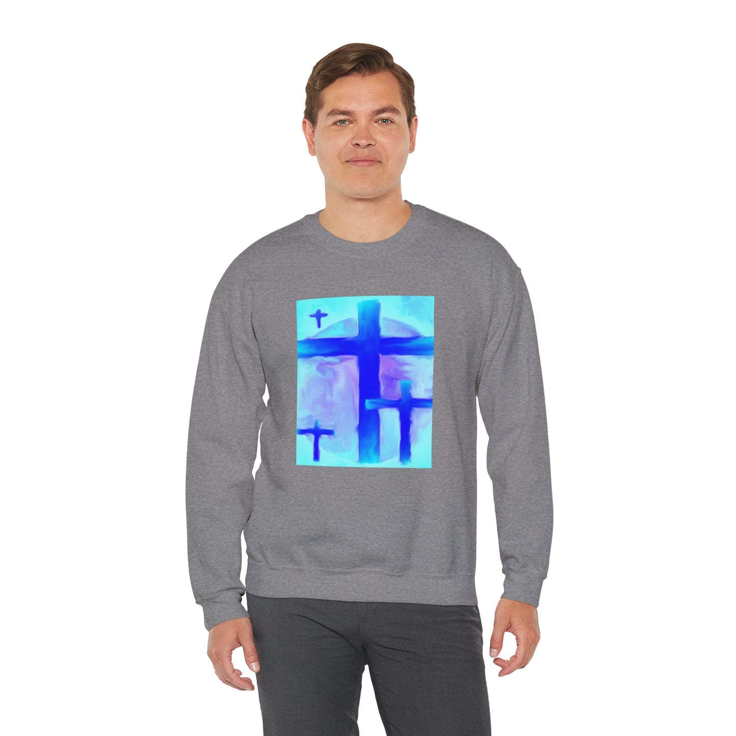 "Dream Visions - Enlightened Spirit Crewneck Sweatshirt – Spiritual Cross Art Painting”