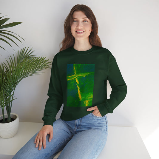 "Flight Of The Heart - Enlightened Spirit Crewneck Sweatshirt – Spiritual Cross Art Painting”