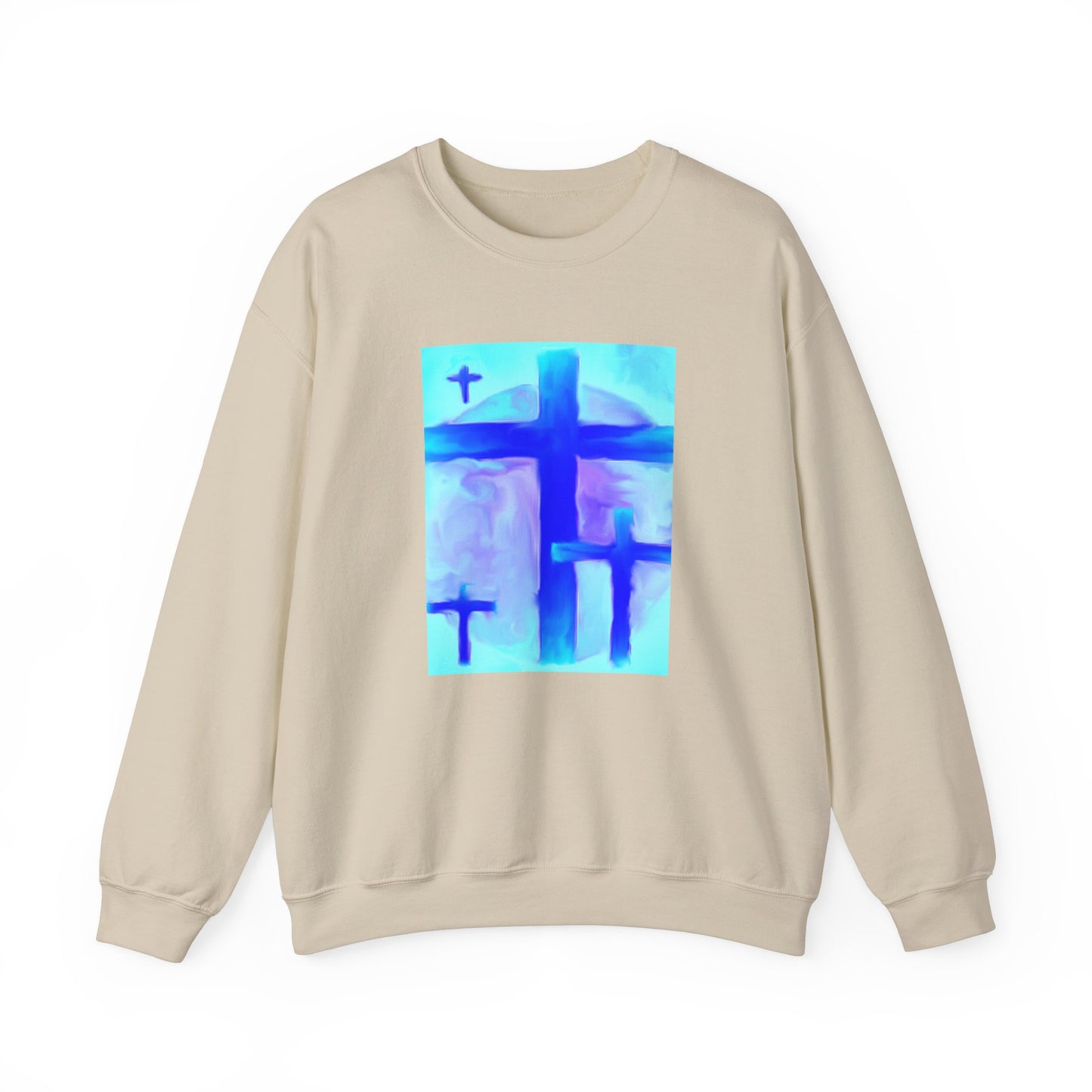 "Dream Visions - Enlightened Spirit Crewneck Sweatshirt – Spiritual Cross Art Painting”