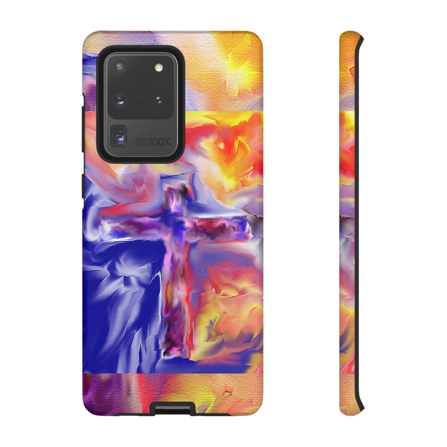 "Golden Rainbow - Divine Cross Protective Phone Case"