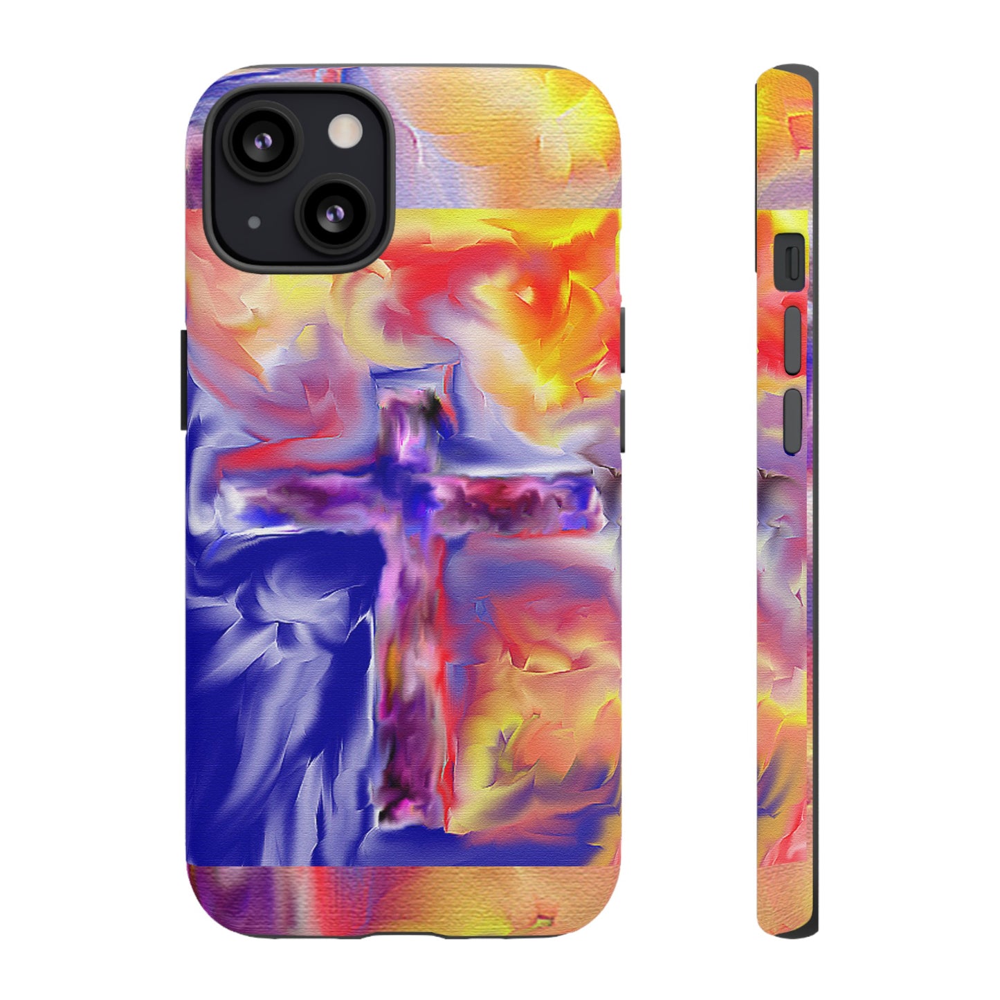 "Golden Rainbow - Divine Cross Protective Phone Case"