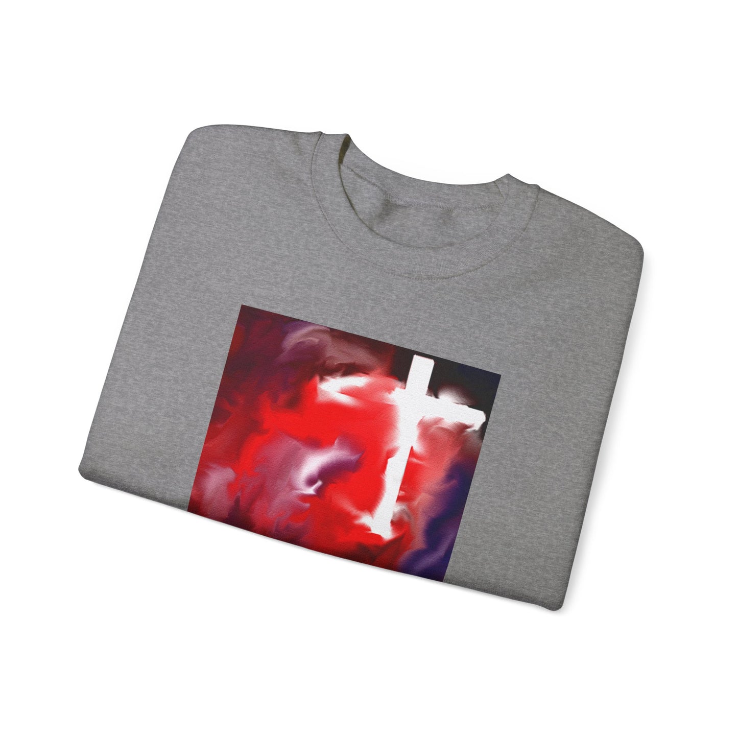 "Above The Light - Enlightened Spirit Crewneck Sweatshirt – Spiritual Cross Art Painting”