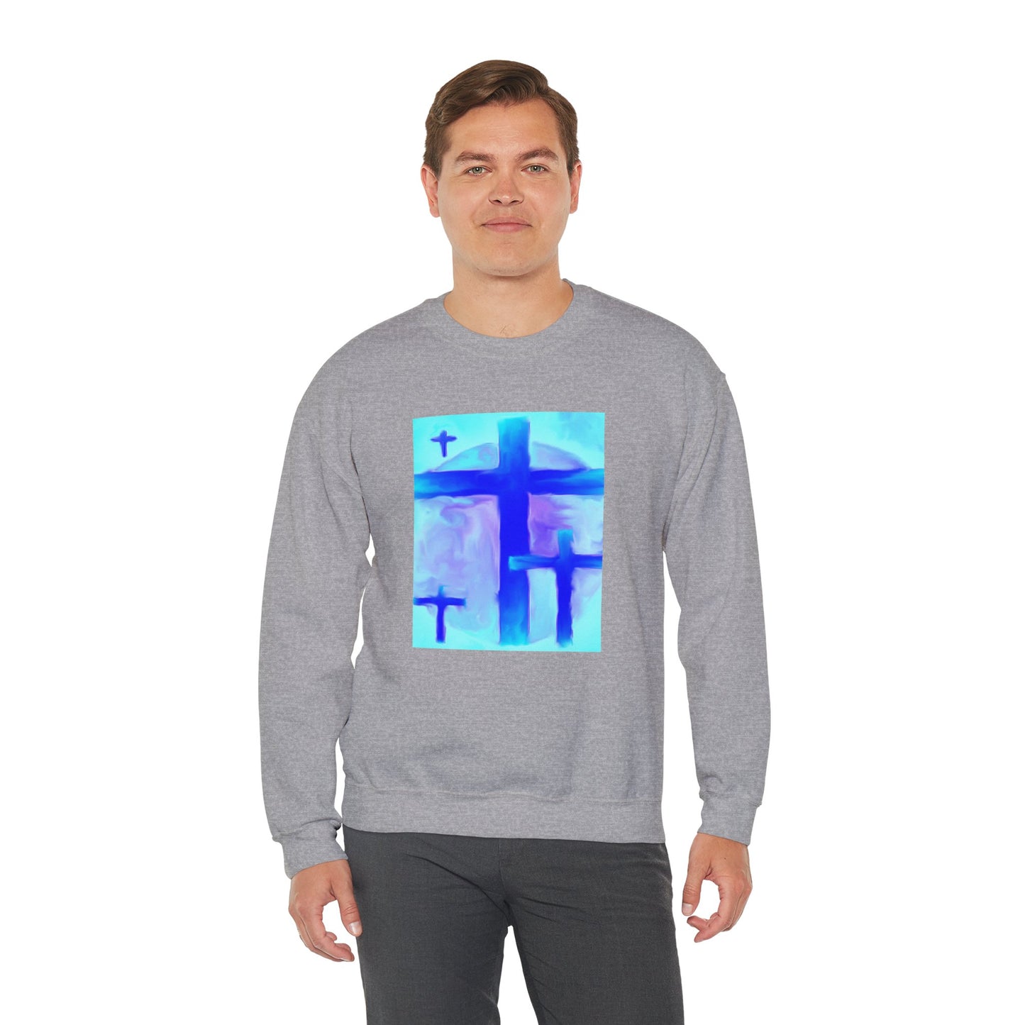 "Dream Visions - Enlightened Spirit Crewneck Sweatshirt – Spiritual Cross Art Painting”