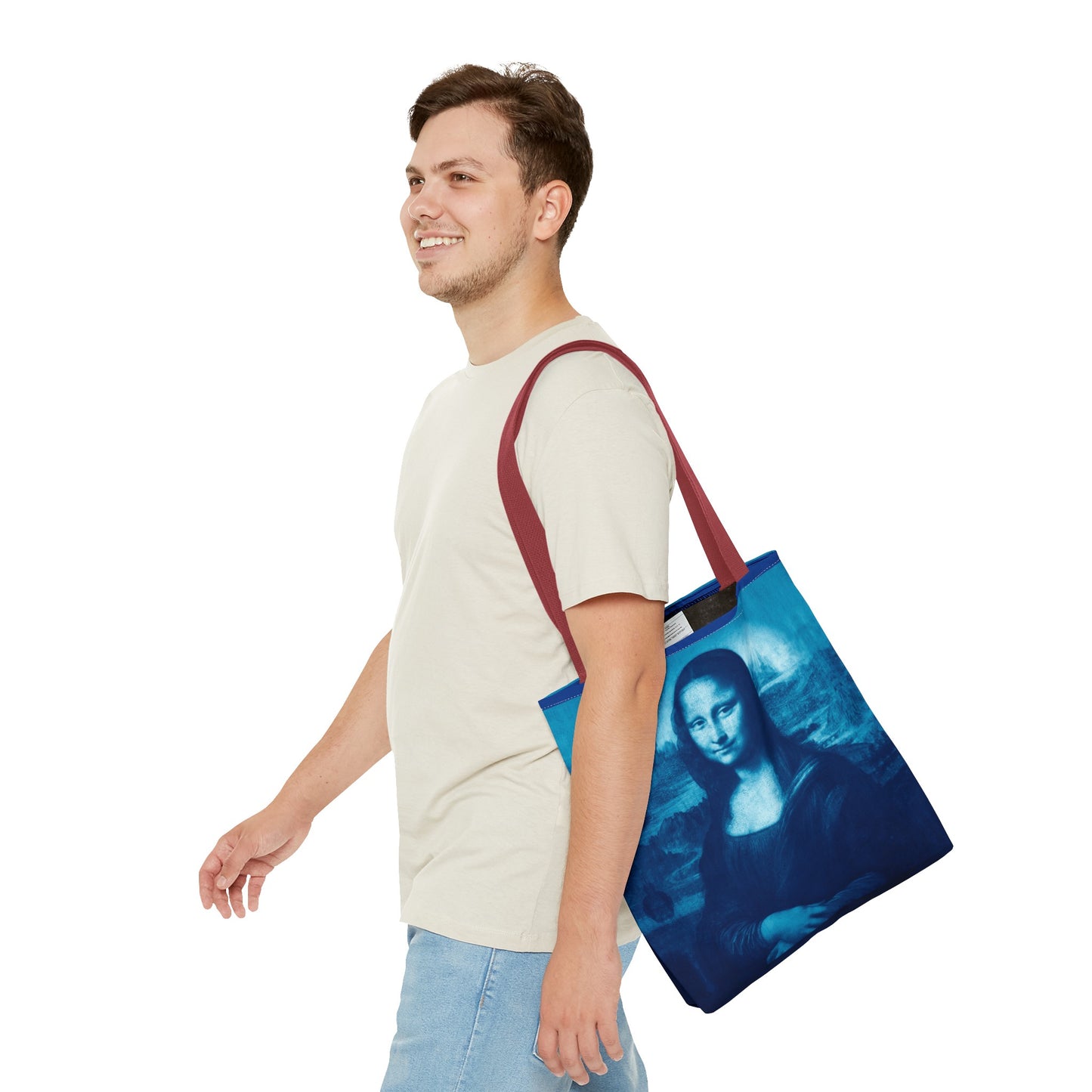 Mona Lisa (Blue) Tote Bags - Vibrant Designer Fashion Accessory with Iconic Artistry