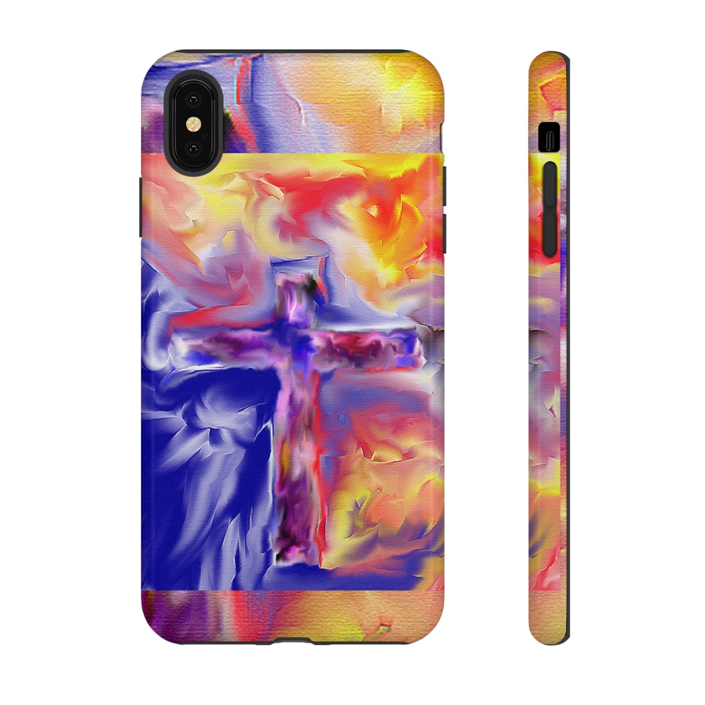 "Golden Rainbow - Divine Cross Protective Phone Case"