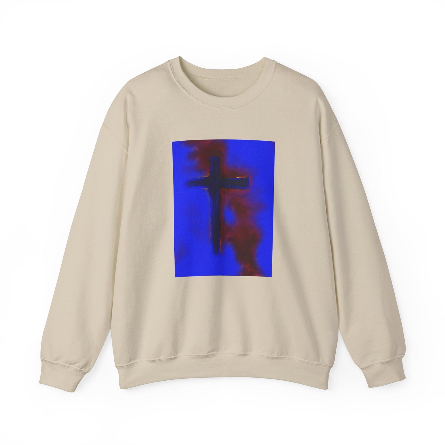 "Rise Up - Enlightened Spirit Crewneck Sweatshirt – Spiritual Cross Painting”