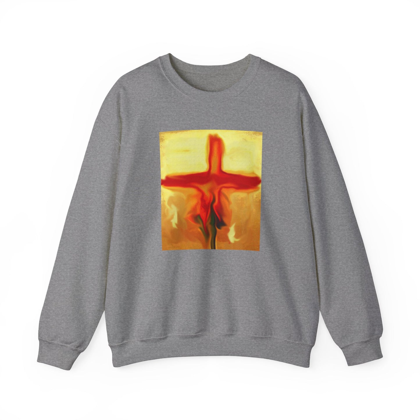 "Rose Petals - Enlightened Spirit Crewneck Sweatshirt – Spiritual Cross Art Painting”