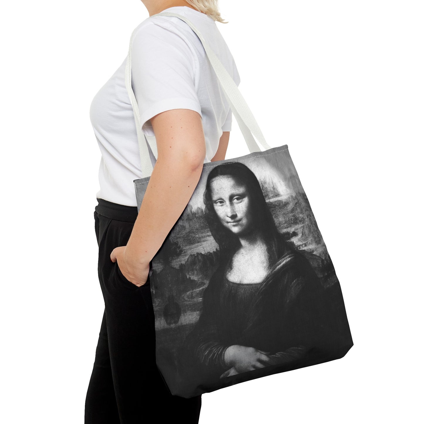 Mona Lisa (B&W) Tote Bags - Designer Fashion Accessory