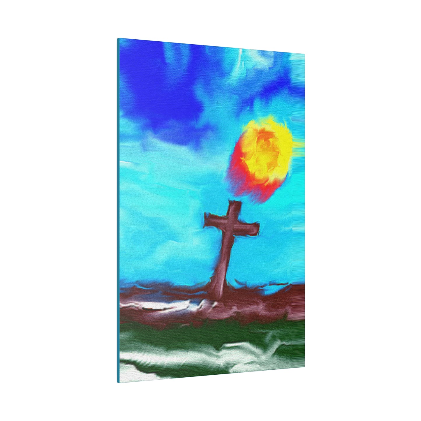 "Powerful Cross Painting - Inspirational Art by Rossouw on Matte Canvas"