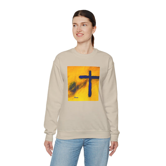 "Blue Falcon - Enlightened Spirit Crewneck Sweatshirt – Spiritual Cross Art Painting”