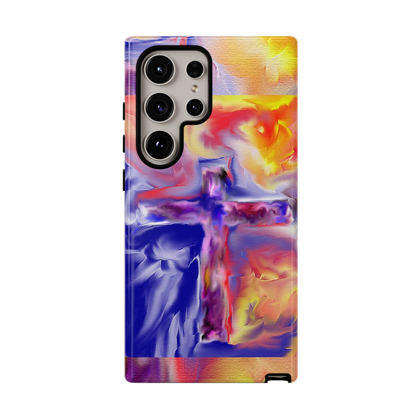 "Golden Rainbow - Divine Cross Protective Phone Case"